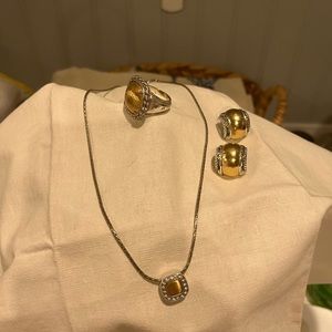 Brighton two tone Necklace, Earrings, and ring.